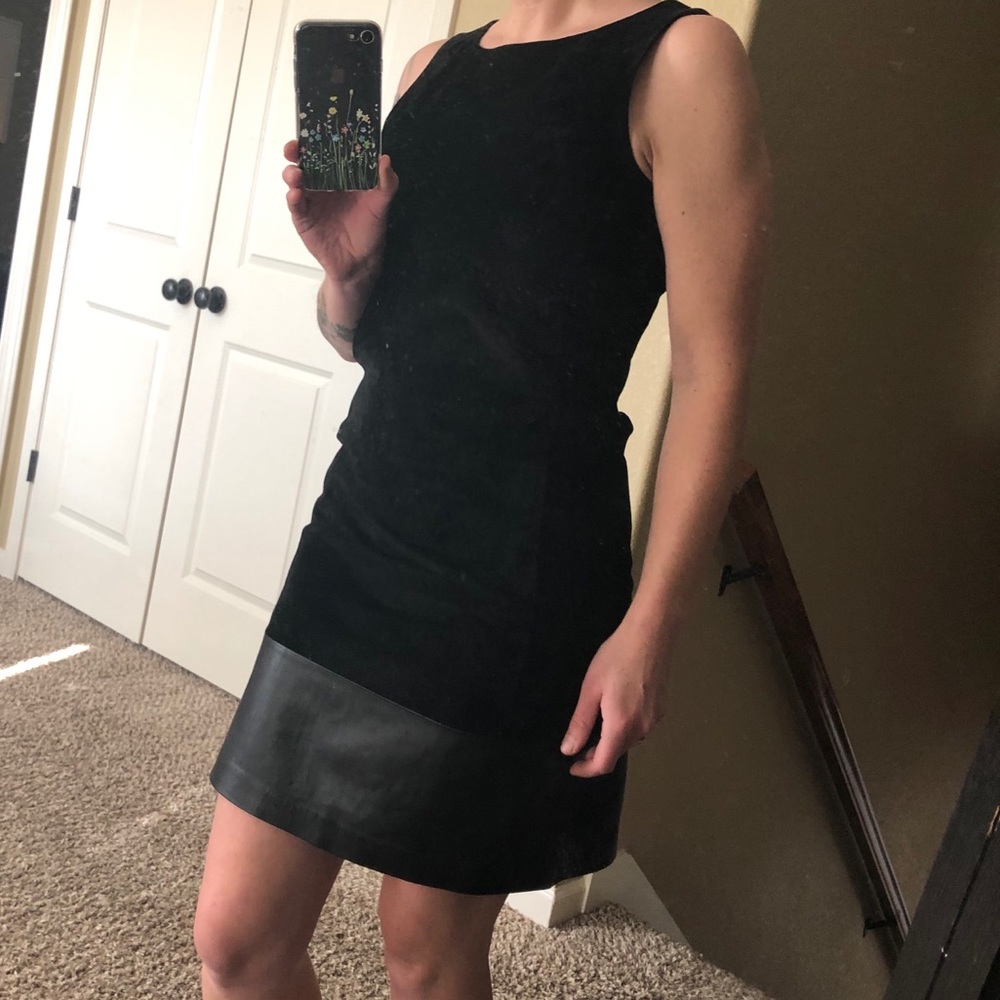 Elegant real suede leather mini dress size Small